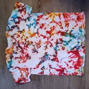 Mens XL Short Sleeve Handmade Tie Dye V Neck Shirt
